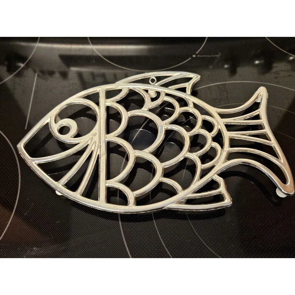 Vintage Leonard Silver Plated Fish Trivet Wall Hanging Made In Italy